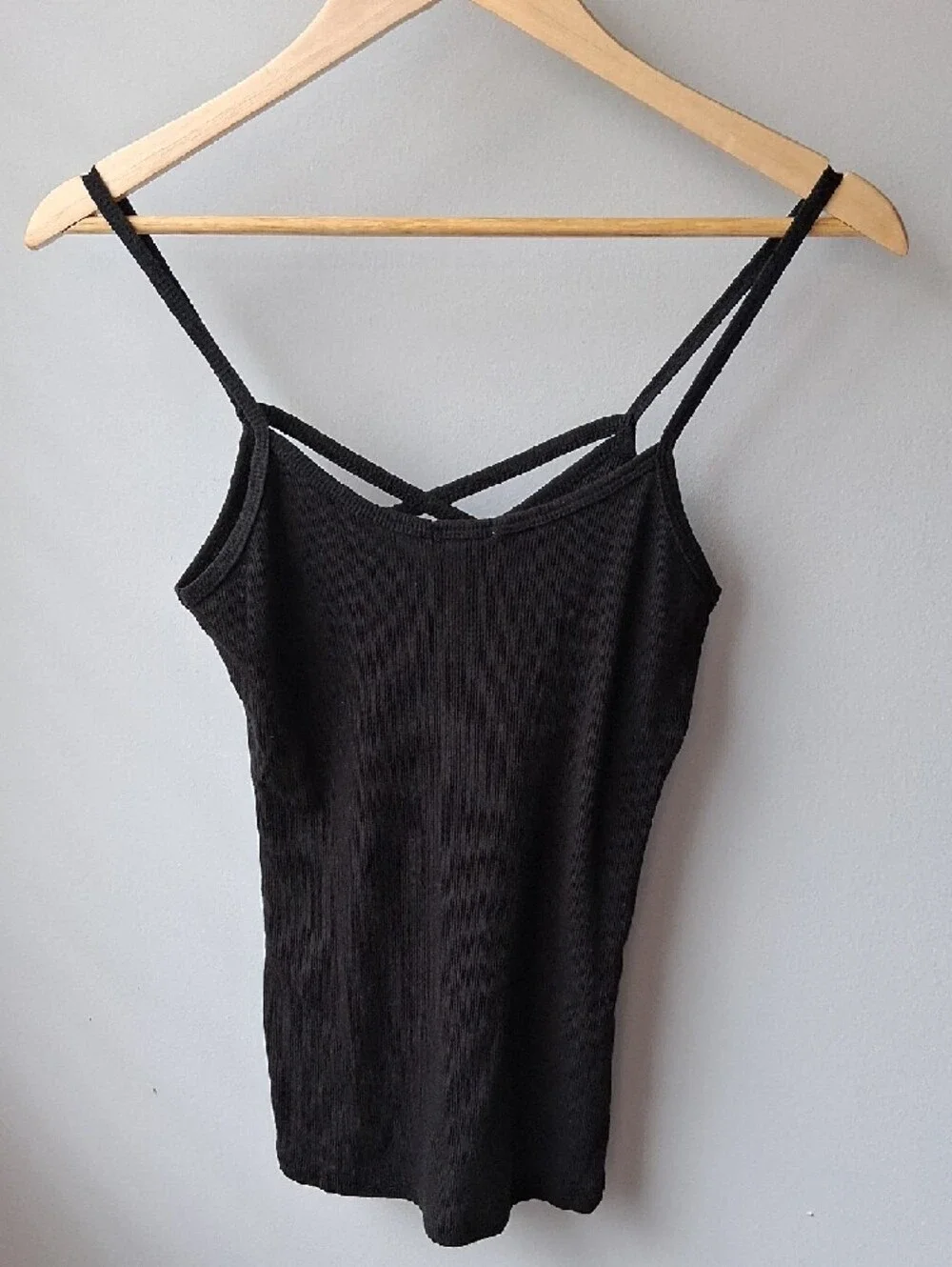 Bozzolo Black Ribbed Metallic-Thread Tank - Picture 4 of 6